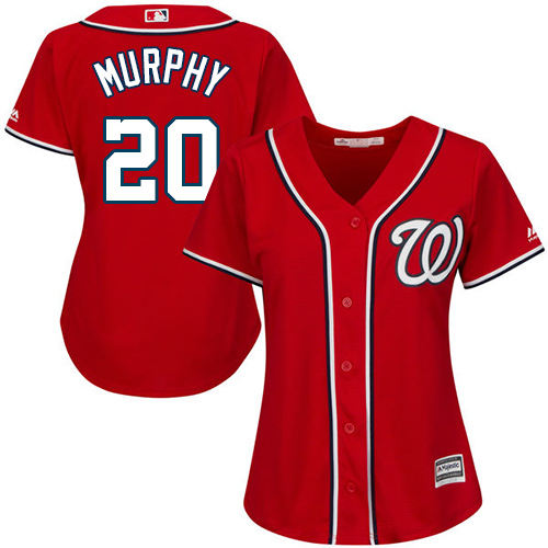 Nationals #20 Daniel Murphy Red Alternate Women's Stitched MLB Jersey - Click Image to Close